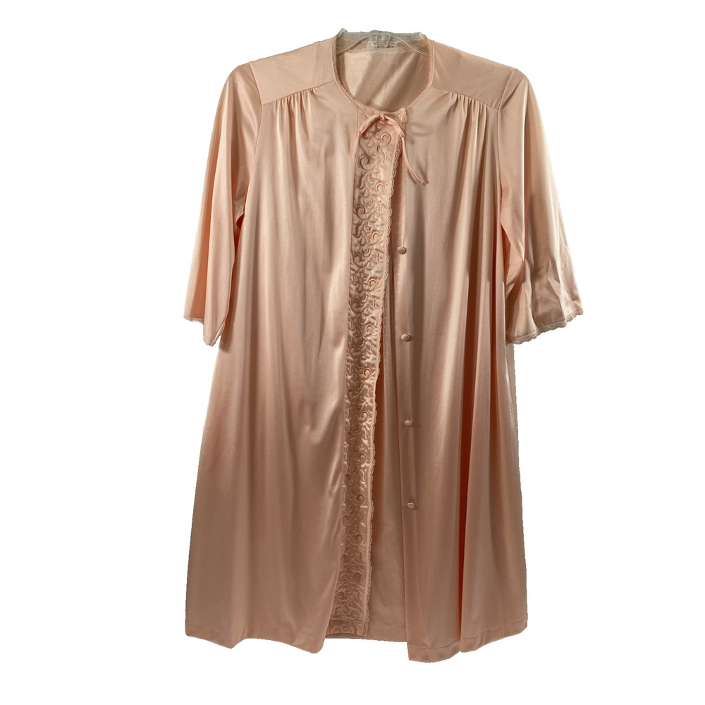 Vintage JC Penny Pajama Set Womens MIsses Small Peach Robe and Gown Sleepwear‎
